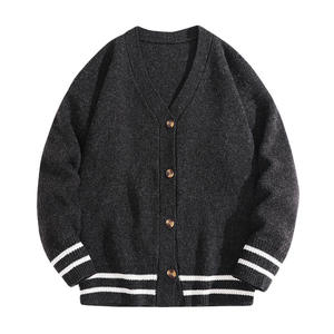 Cárdigan Universitario de Punto Beige con Logotipo Personalizado Bordado, Ropa de Calle para Hombre, Cárdigan Universitario con Letras, Suéter para Hombre - Product Image 3