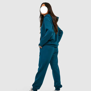 ชุดเสื้อมีฮู้ดแบบสวมหัวแบบเรียบใส่ได้ทั้งชายและหญิงชุดวอร์มชุดวอร์มผ้าเกล็ดปลาแบบเทอร์รี่สำหรับผู้หญิง - Product Image 3