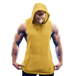Custom Kangaroo Pocket Graphic Print Boxy Fit Blank <b>Men's</b> Fitness Vest Plain 100% Cotton <b>Sleeveless</b> Gym <b>Hoodie</b> <b>Men</b> - Product Image 1