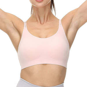 Soutien-gorge de sport de yoga doux sans couture pour femmes soutien-gorge rembourré à dos croisé pour entraînement à impact léger et tenue décontractée - Product Image 3