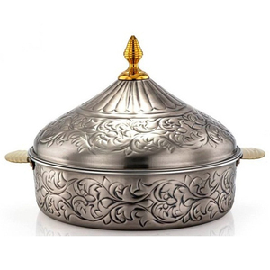 Pot en métal de conception de décor martelé attrayant argenté antique avec couvercle en acier inoxydable pot de taille personnalisée - Product Image 5