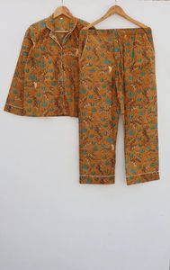 Conjunto de pijama de algodón puro con estampado de tigre Ropa de noche de lujo Traje de noche de algodón indio suave-Regalo perfecto para ella - Product Image 6