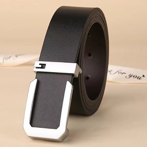 Ceinture d'affaires en cuir véritable personnalisable pour hommes avec boucle automatique Ceinture de marque de créateur de mode simple - Product Image 1