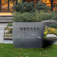 Fontaine d'eau rectangulaire extérieure en aluminium sur mesure, 6 becs, électrique, résistante aux intempéries, épaisseur 2 mm, installation facile, élément décoratif de jardin
