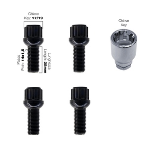 4 pernos antirrobo esféricos negros ch.17/19 14x1.5 l.28mm - Product Image 1