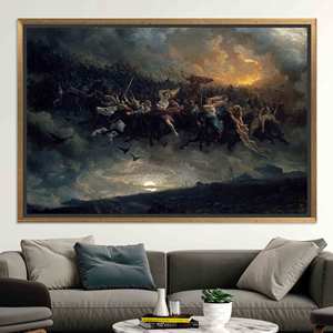 Impresión en lienzo de la Cacería Salvaje de Odín: arte decorativo para el hogar de la mitología nórdica, lienzo con marco dorado - Product Image 1