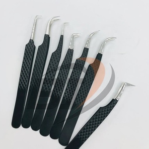 Professional High Quality Black Matte Japanese Stainless Steel Eyelash Extension Tweezers Custom Logo Pointed Tip 45 Degree - Product Image 4