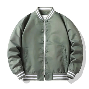 Chaqueta de béisbol de manga raglán de alta calidad personalizada para hombre, chaqueta universitaria lisa en blanco a rayas para hombre - Product Image 6