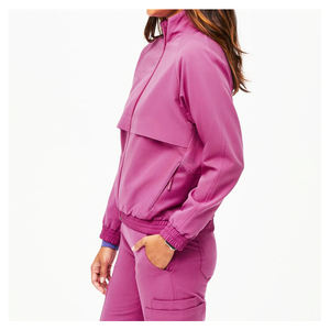 Chaqueta de manga elástica con estilo rojo de calidad superior para mujer, laboratorio médico suave con cremallera, uniforme de Hospital, chaqueta para mujer, uniformes de enfermería - Product Image 3