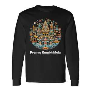T-shirt à manches longues 2025 Prayag Kumbh Mela Maha Kumbh, symbole religieux hindou, vêtements promotionnels - Product Image 2