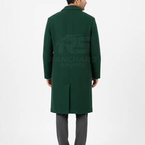 Manteau d'hiver décontracté uni pour homme, long manteau classique en laine mélangée, élégant manteau long pour homme - Product Image 2