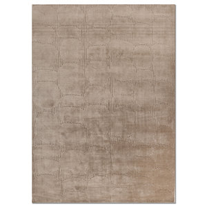 Alfombras de Lana Tejidas a Mano, Color Beige y Marrón, Formato Rectangular Grande 9x12, Diseño Abstracto a Rayas, para Hogar y Auto, Hwt-83 - Product Image 1