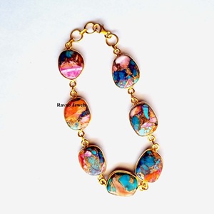 Pulsera de cadena de eslabones de Plata de Ley 925 personalizada de la mejor calidad Mezcla natural Oyster Copper Dahlia Turquoise Gift Diamond Pearl - Product Image 4