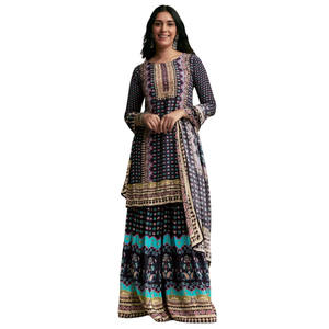 Ensemble Sharara imprimé violet pour la vente en gros de vêtements de fête ethniques élégants rassemblements culturels Occasions festives et commandes personnalisées en gros - Product Image 1