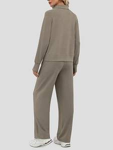 Conjunto Deportivo de Invierno para Mujer, Holgado, Lavado Ácido, Transpirable, de Secado Rápido, Tejido Suave, Informal, 100% Algodón - Product Image 5