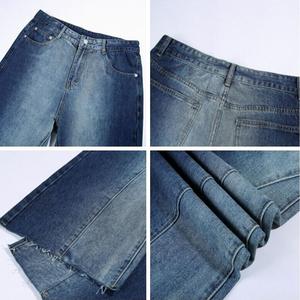 Fabricante profesional de pantalones vaqueros OEM logotipo personalizado pantalones de mezclilla para hombres de negocios con parches lavado ácido y cortes modernos - Product Image 6