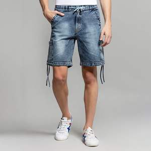 กางเกงขาสั้นผ้ายีนส์ของผู้ชายมีกระเป๋าคู่ระบายอากาศได้ดีปักลาย - Product Image 5