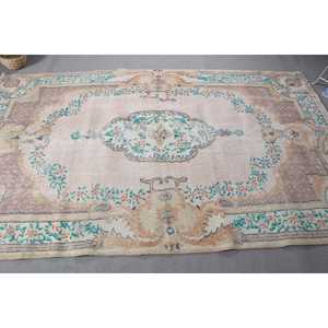 Turkish Rug, Large 5.4x8.8 ft Vintage Rug, <b>Brown</b> Blue Camouflage <b>Wool</b> Rug - Product Image 4