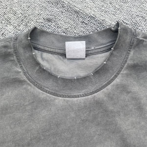 เสื้อยืดสตรีทแวร์แบบเรียบง่าย แขนสั้นสองชั้น พิมพ์ลาย DTG สไตล์วินเทจ ล้างสีแบบแอซิด เสื้อยืดผู้ชาย ผ้าฝ้าย 100% แห้งเร็ว - Product Image 2