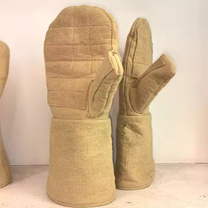 Guantes de lucha contra incendios resistentes al calor de soldadura de cuero dividido de vaca protección de línea guantes a prueba de fuego de trabajo largo - Product Image 2