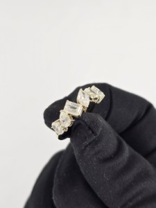 Lab Grown <b>Diamond</b> <b>Ring</b> In 14K 18K Yellow Gold | Oval Center <b>Diamond</b> With Half Moon Side Stones | Women Engagement Fine Jewelry - Product Image 3