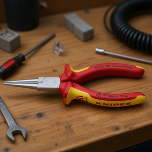 Alicates de punta larga Knipex cromados con mangos multicomponentes aislados, probados con VDE, con mordazas redondas largas - Product Image 3