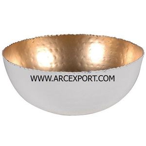 Lot de 2 bols de service dorés brillants et polis pour collations et desserts, formes personnalisées de créateurs martelés, bols de service alimentaire en Inde - Product Image 4