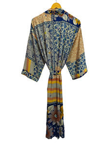 Kimono long en soie de jardin Kimono sari en soie à fleurs Kimono sari vintage Robe de plage douce Robe de fête indienne Kimono en soie fait à la main - Product Image 4