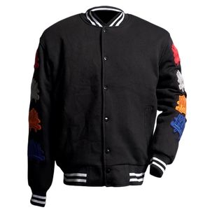 Men Varsity Jacket Wool Blend letterman Jacket Embroidered Patch Sleeves <b>Button</b> Front Streetwear College Style Coat - Product Image 1