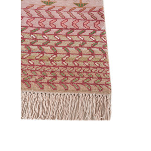 Alfombra Manchaha de Lana y Seda de Bambú con Patrón Abstracto Anudada a Mano en Rojo y Naranja - Para Uso Doméstico Les-2677 - Product Image 4