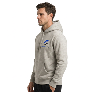 Sweat-shirt à capuche gris pour homme Storm Fit, 100% coton, coupe régulière, coupe-vent, respirant, décontracté, avec poche avant et logo. - Product Image 3