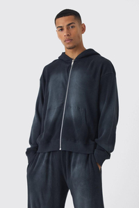 Conjunto Deportivo Desteñido por el Sol, Calidad Superior, 100% Algodón, 400 GSM, Pantalones Acampanados y Sudadera con Cremallera, Ropa Casual de Invierno para Hombre - Product Image 6