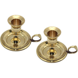 Soporte de vela de latón liso pulido Juego de 2 Diseño Vintage fabricación al por mayor portavelas de latón macizo decorar el hogar - Product Image 1