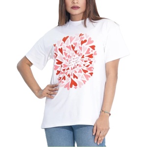 T-shirts à manches courtes pour femmes en coton 100% de qualité supérieure, imprimés sur mesure, amples, doux, unis, en jersey d'été - Product Image 3