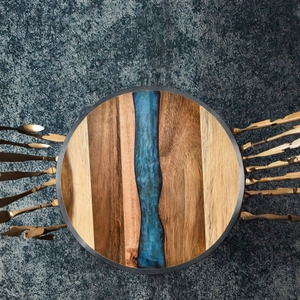 Tabla de Quesos de Madera Natural y Resina Hecha a Mano de Lujo, Tabla de Ajedrez de Madera de Tendencia para Uso en Hoteles y Hogares, Bloques de Cortar de Resina - Product Image 2