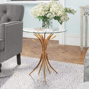 Table basse ouverte en aluminium de conception florale avec le dessus en verre approprié aux espaces d'événement ou aux environnements de vie chics - Product Image 3