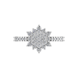 Élégante bague de fiançailles en diamant cultivé en laboratoire sur mesure 950 platine scintillant grappe florale IGI mariage bijoux fins d'Inde - Product Image 2