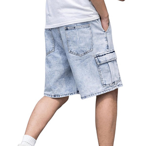 Shorts en jean lavés à l'acide pour hommes personnalisés en usine services d'étiquettes et d'étiquettes de broderie d'impression de conception vintage pour l'image de marque - Product Image 4