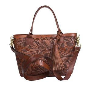 Nouveau Sac Fourre-tout Vintage 2025 en Cuir Véritable 100% pour Femme, Motifs Floraux Gravés à la Main, Léger et Confortable avec Poignée Ergonomique - Product Image 1