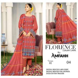 High Quality Ladies Pakistani Shalwar Kameez Top-Law Print Cotton Suits <b>Plus</b> <b>Size</b> Options Available - Product Image 6