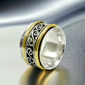 Haute qualité prix de gros 925 argent Sterling forme ronde Spinner bande anneau Simple et Unique bijoux faits à la main fournisseurs en vrac - Product Image 1