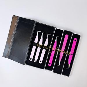 Pestañas Antiestáticas GETUP BROSONS IMPEX de Acero Inoxidable con Recubrimiento en Polvo de Color Rosa Intenso/Rosa Claro y Diseño de Corazón - Product Image 3