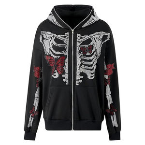 Men's Oversized <b>Rhinestone</b> <b>Hoodies</b>, Custom Logo Bling Pullover, Heavyweight Cotton Streetwear OEM Factory - Product Image 1