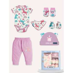 Polka Tots Lot de 6 Mini Panier Cadeau Nouveau-Né Imprimé Licorne-Lavande - Product Image 1