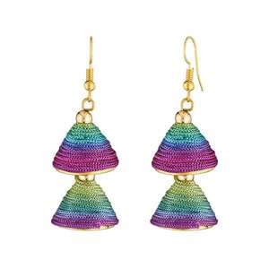 Tip Top Fashions Pendientes chapados en oro con hilo multicolor 1309016N Accesorio de moda - Product Image 1