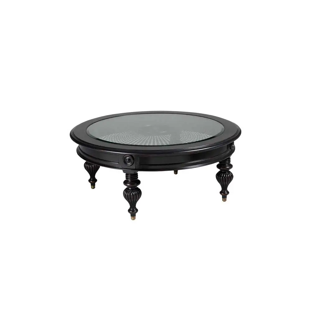 Оптовая продажа, новая натуральная мебель из ротанга для гостиной, ротанговый журнальный столик со стеклянной крышкой черного цвета