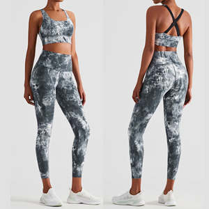 Ensemble de vêtements de sport pour femmes de haute qualité, personnalisé, 2 pièces, leggings et soutien-gorge de sport à bretelles croisées, vêtements de fitness - Product Image 3