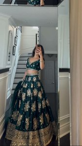 Fournisseur en vrac Vente à chaud Vêtements de fête ethniques Japon Satin Soie Broderie Séquence Codding Travail Lehenga Choli - Product Image 2