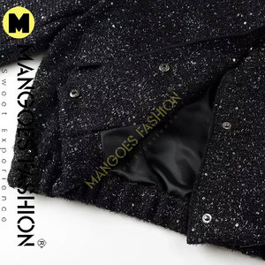 <b>Women's</b> Quilted <b>Jacket</b> Pocket Stretch Hem Winter New Chic Outerwear Black Color Breathable Cotton Canvas Silk Lining Detachable - Product Image 6