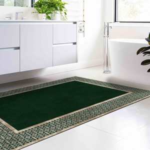 <b>Gold</b> and Green Geometric Rug: Modern Accent Rug, Printed Rug,Chenille Rug - Product Image 5